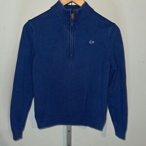 Vineyard Vines Quarter Zip Sweater Boys L (16) Cotton, Blue